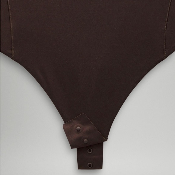 Lululemon Wundermost ultra soft nulu square neck long sleeve bodysuit Brown L. - Picture 7 of 7